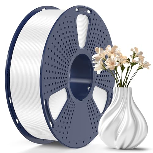 SUNLU PLA Plus Shiny Silk 3D Drucker Filament 1.75mm, Silk PLA+ 3D Druck Filament mit Seidenglattes Finish, Gute Farbwiedergabe, Maßgenauigkeit +/- 0,02mm, 1kg(2.2lb) Spule, PLA+ Silk Weiß von SUNLU