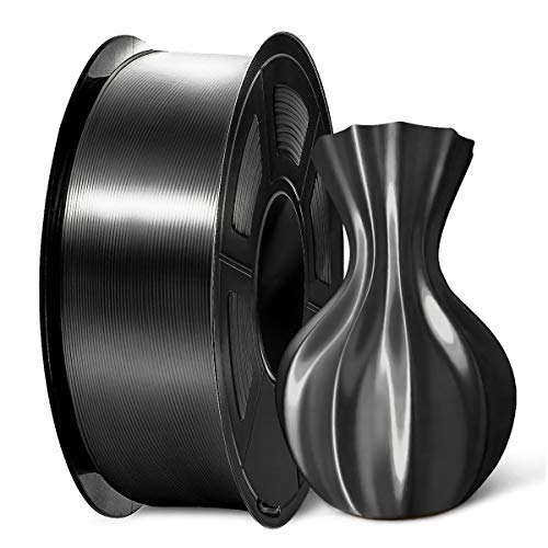 SUNLU PLA Plus Shiny Silk 3D Drucker Filament 1.75mm, Silk PLA+ 3D Druck Filament mit Seidenglattes Finish, Gute Farbwiedergabe, Maßgenauigkeit +/- 0,02mm, 1kg(2.2lb) Spule, PLA+ Silk Schwarz von SUNLU