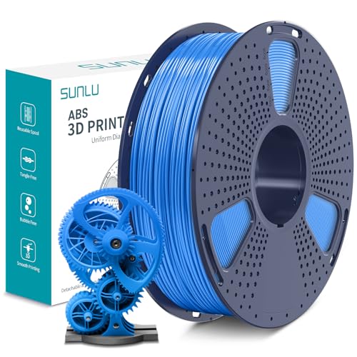 SUNLU ABS Filament 1.75mm, Hoch Hitzebeständiges und Langlebiges 3D Drucker Filament, Maßgenauigkeit +/- 0.02mm, 1kg Spule (2.2lbs), Blau von SUNLU