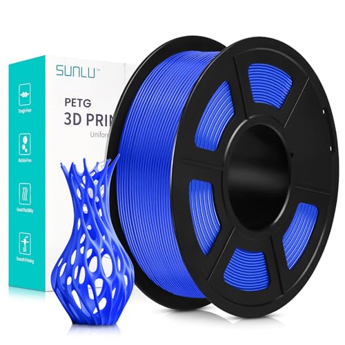 SUNLU PETG 3D Drucker Filament, sauber gewickelt, 1.75mm PETG 3D Filament, gute Schlagfestigkeit, PETG 3D Drucker Filament, Maßgenauigkeit +/- 0.02mm, 1kg Spule (2.2lbs), 320Meter, Blau von SUNLU