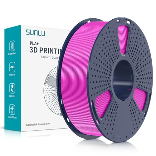 SUNLU PLA Plus 3D Drucker Filament, PLA+ Filament 1.75mm, sauber gewickeltes Filament, robustes 3D Filament, kompatibel mit 3D FDM Druckern, Maßgenauigkeit +/- 0.02 mm, 1kgSpule(2.2Pfund), Fuchsie von SUNLU