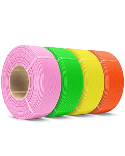 SUNLU Rapid PETG Filament Refill 1.75mm 4KG, 3D Drucker Filament PETG Matt Bündel, No-Spule PETG HF Refill for Reusable Spulen Compatible with Bambu Lab Filament, Rosa/Orange/Gelb/Grün 1KG/Rolle von SUNLU
