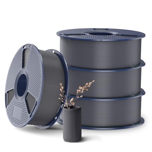 SUNLU 4KG High Speed PLA+2.0 Filament 1.75mm, Sehr Flüssige Rapid 3D Drucker Filament PLA Plus 2.0, Hohe Geschwindigkeit PLA+2.0 Entwickelt für Schnelles 3D Drucken, 4 Pack, Grau. von SUNLU