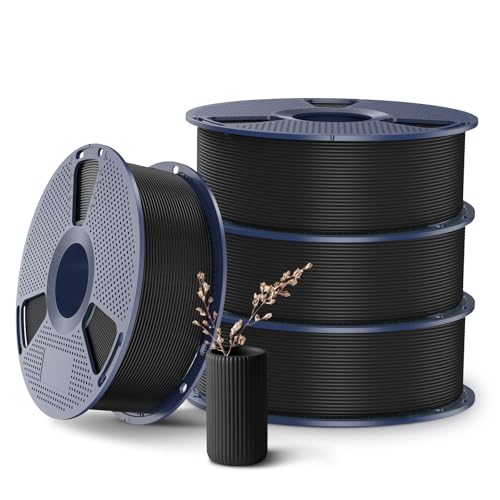 SUNLU 4KG High Speed PLA+2.0 Filament 1.75mm, Sehr Flüssige Rapid 3D Drucker Filament PLA Plus 2.0, Hohe Geschwindigkeit PLA+2.0 Entwickelt für Schnelles 3D Drucken, 4 Pack, Schwarz. von SUNLU