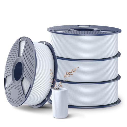 SUNLU 4KG High Speed PLA+2.0 Filament 1.75mm, Sehr Flüssige Rapid 3D Drucker Filament PLA Plus 2.0, Hohe Geschwindigkeit PLA+2.0 Entwickelt für Schnelles 3D Drucken, 4 Pack, Weiß. von SUNLU