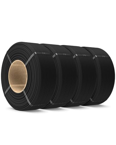 SUNLU PLA Matt Filament Refill 1.75mm 4KG, 3D Drucker Filament PLA Schwarz Matt, No-Spule PLA Matte Refill for Reusable Spulen Compatible with Bambu Lab Filament Drucker, 4 Rollen 1KG/Rolle von SUNLU