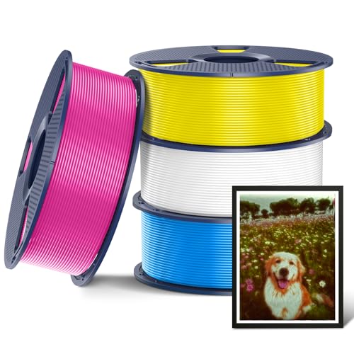 SUNLU 4KG PLA+2.0 Filament 1.75mm, Upgrade PLA Plus 3D Drucker Filament, Maßgenauigkeit +/-0.02mm, 1KG Spule, 4KG in Total, CMYK(Weiß+Magenta+Gelb+Cyan) von SUNLU