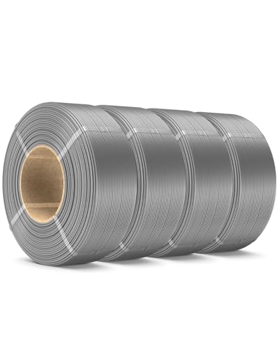 SUNLU PLA+ Filament Refill 1.75mm 4KG, PLA Plus 3D Drucker Filament, No-Spule Filament PLA Refill Grau for Reusable Spulen Compatible with Bambu Lab 3d Drucker, 4 Rollen 1KG/Rolle von SUNLU
