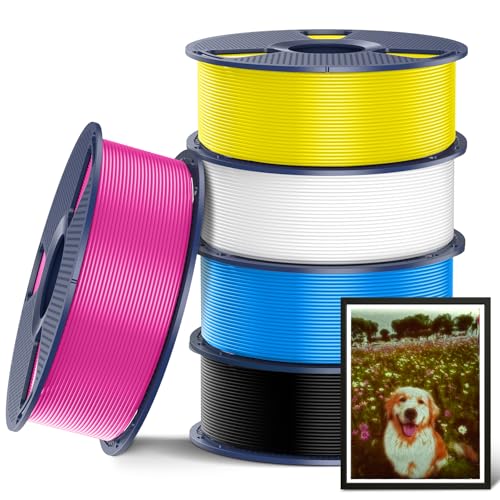 SUNLU 5KG PLA Plus 3D Druckerfilament, PLA+ Filament 1.75mm, Robustes 3D Filament, Kompatibel mit 3D Druckern, 1kg Spule (2.2 Pfund), insgesamt 5kg, CMYK(Weiß+Schwarz+Cyan+Gelb+Magenta) von SUNLU