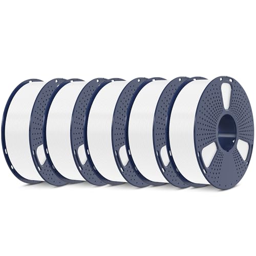 SUNLU 5KG PLA Plus 3D Druckerfilament, PLA+ Filament 1.75mm, Robustes 3D Filament, Kompatibel mit 3D Druckern, 1kg Spule (2.2 Pfund), insgesamt 5kg, PLA+ Weiß von SUNLU