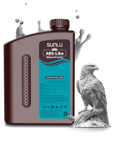 SUNLU ABS-Like 3D Drucker Resin 2KG, 405nm UV-härtendes Standard Photopolymer Schnellharz für den LCD/DLP/SLA 3D Printing, Nicht-spröde & Hohe Präzision, Grau 2000G von SUNLU