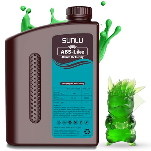 SUNLU ABS-Like 3D Drucker Resin 2KG, 405nm UV-härtendes Standard Photopolymer Schnellharz für den LCD/DLP/SLA 3D Printing, Nicht-spröde & Hohe Präzision, Transparent grün 2000G von SUNLU