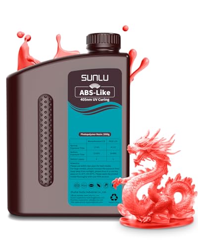SUNLU ABS-Like 3D Drucker Resin 2KG, 405nm UV-härtendes Standard Photopolymer Schnellharz für den LCD/DLP/SLA 3D Printing, Nicht-spröde & Hohe Präzision, Transparent rot 2000G von SUNLU