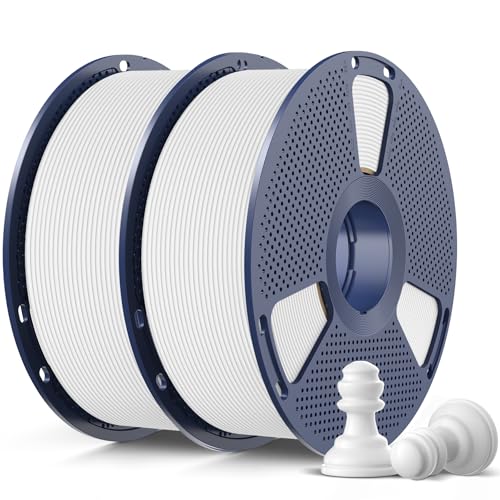 SUNLU High Speed Matte PLA Filament, 1KG*2 Glattes mattes PLA 3D Druckerfilament, 600mm/s schneller 3D Druck trifft auf Robustheit, 1KG pro Spule, 2er-Pack, Weiß+Weiß von SUNLU