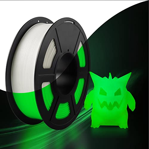 SUNLU Glow in the Dark PLA, Leuchtendes 3D Drucker Filament, PLA Filament 1,75mm +/-0,02mm, 1kg Spule Filament PLA für FDM 3D Drucker.(Weiß PLA, Leuchtet Grünes) von SUNLU