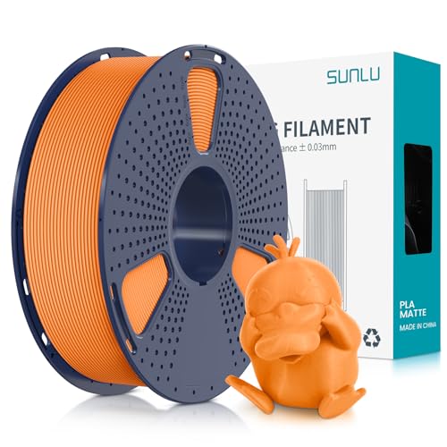 SUNLU Matte PLA Filament 1.75mm, 3D Drucker Filament mit Matter Oberfläche, Neatly Wound Filament, Einfach zu Bedienen, 1kg(2.2lbs) Spule PLA Filament für FDM 3D Drucker, Matte Orange von SUNLU