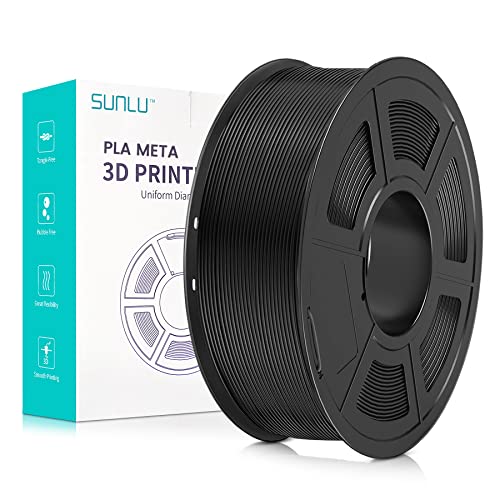 SUNLU Meta PLA Filament 1.75mm, Neatly Wound PLA Meta Filament, Zähigkeit, Bessere Liquidität, Schneller Druck für 3D Drucker, Maßgenauigkeit +/- 0.02 mm, 1KG (2.2lbs), Schwarz von SUNLU