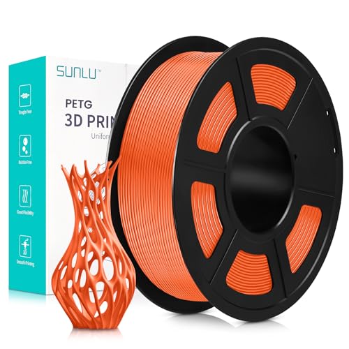 SUNLU PETG 3D Drucker Filament, sauber gewickelt, 1.75mm PETG 3D Filament, gute Schlagfestigkeit, PETG 3D Drucker Filament, Maßgenauigkeit +/- 0.02mm, 1kg Spule (2.2lbs), 320Meter, Sonniges Orange von SUNLU