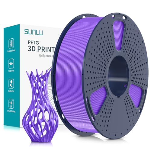SUNLU PETG Filament 1.75 mm, Hochfestes 3D Drucker Filament PETG, Unübertroffene Haltbarkeit und Flexibilität, 3D Druckfilament 1,75 mm, 1kg Spule, Lavendel Violett von SUNLU