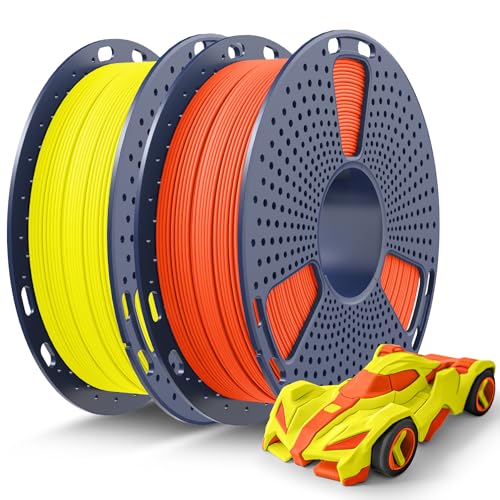 SUNLU Rapid PETG Filament 1.75mm 1KG, Schnell Drucken bis 600mm/s, Maßgenauigkeit ±0.02mm, 0.5KG*2 Spulen (Orange+Gelb) von SUNLU