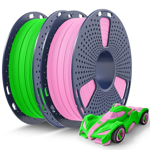 SUNLU Rapid PETG Filament 1.75mm 1KG, Schnell Drucken bis 600mm/s, Maßgenauigkeit ±0.02mm, 0.5KG*2 Spulen (Rosa+Grün) von SUNLU