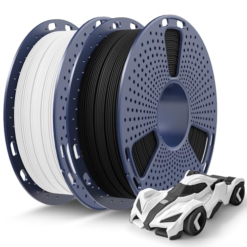 SUNLU Rapid PETG Filament 1.75mm 1KG, Schnell Drucken bis 600mm/s, Maßgenauigkeit ±0.02mm, 0.5KG*2 Spulen (Schwarz+Weiß) von SUNLU