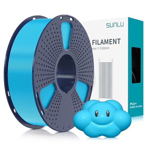 SUNLU PLA+ Filament 1.75mm, PLA Plus 3D Drucker Filament, Stärker belastbar, Neatly Wound, 1KG 3D Druck PLA+ Filament, Maßgenauigkeit +/- 0.02mm,Himmelblau von SUNLU