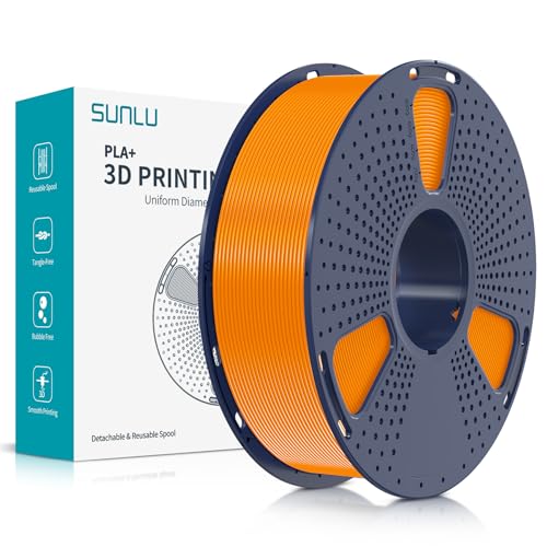 SUNLU PLA Plus 3D Drucker Filament, PLA+ Filament 1.75mm, sauber gewickeltes Filament, robustes 3D Filament, kompatibel mit 3D FDM Druckern, Maßgenauigkeit +/- 0.02 mm, 1kgSpule(2.2Pfund), Orange von SUNLU