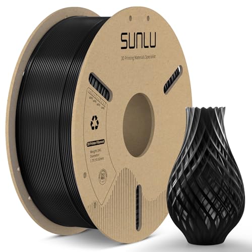 SUNLU PLA+ Filament 1.75mm, PLA PLUS 3D Drucker Filament 1.75mm ±0.02mm, passend für die meisten FDM 3D Drucker, 1KG Pappspule. (Schwarz) von SUNLU