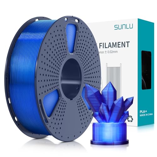 SUNLU PLA+ Filament 1.75mm, PLA Plus 3D Drucker Filament, Stärker belastbar, Neatly Wound, 1KG 3D Druck PLA+ Filament, Maßgenauigkeit +/- 0.02mm, Transparent blau von SUNLU