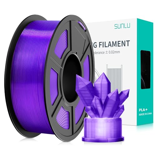 SUNLU PLA+ Filament 1.75mm, PLA Plus 3D Drucker Filament, Stärker belastbar, Neatly Wound, 1KG 3D Druck PLA+ Filament, Maßgenauigkeit +/- 0.02mm, Transparent lila von SUNLU