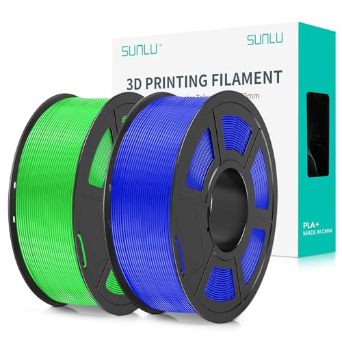 SUNLU PLA+ Filament 1.75mm 2KG, PLA Plus 3D Drucker Filament, Stärker belastbar, Neatly Wound,2 Spool 3D Druck PLA+ Filament, Maßgenauigkeit +/- 0.02mm, Blau+Grün von SUNLU