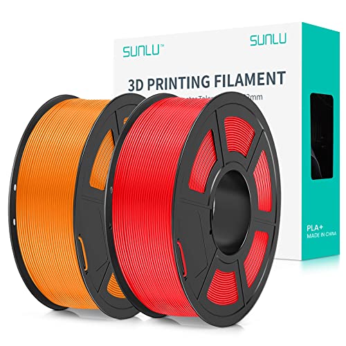 SUNLU PLA+ Filament 1.75mm 2KG, PLA Plus 3D Drucker Filament, Stärker belastbar, Neatly Wound,2 Spool 3D Druck PLA+ Filament, Maßgenauigkeit +/- 0.02mm,Rot+Orange von SUNLU