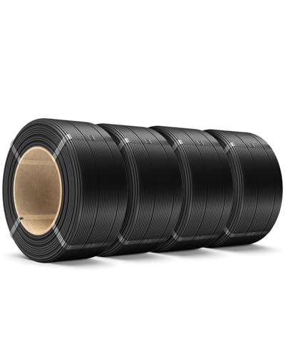 SUNLU 500G PLA+ Filament Refill 1.75mm, PLA Plus 3D Drucker Filament, No-Spule Filament PLA Refill Schwarz for Reusable Spulen Compatible with Bambu Lab 3d Drucker, 4 Rollen 500G/Rolle, 2KG Total von SUNLU