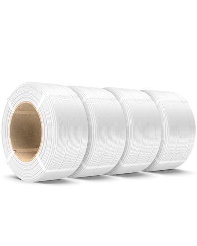 SUNLU 500G PLA+ Filament Refill 1.75mm, PLA Plus 3D Drucker Filament, No-Spule Filament PLA Refill Weiß for Reusable Spulen Compatible with Bambu Lab 3d Drucker, 4 Rollen 500G/Rolle, 2KG Total von SUNLU