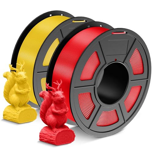 SUNLU PLA Filament 1.75mm,Sauber Gewickelt 3D Drucker Filament PLA 1.75mm,Maßgenauigkeit +/- 0,02mm, 1KG Spule 3D Filament, 2 Pack,Kompatibel Mit den Meisten 3D Drucker,PLA Rot+Gelb von SUNLU