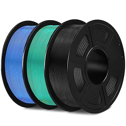 SUNLU PLA Filament 1.75mm,Sauber Gewickelt 3D Drucker Filament PLA 1.75mm,Maßgenauigkeit +/- 0,02mm, 1KG Spule 3D Filament, 3 Pack,für den Meisten 3D Drucker, PLA Schwarz+Grasgrün+Blaugrau von SUNLU