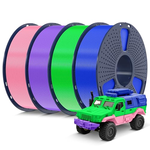 SUNLU PLA Filament Mehrfarbiges Set, 3D Drucker Filament PLA 1.75mm +/- 0,02mm, Passend Für Sie Meisten FDM 3D Drucker, 1KG Spool, 4 Pcs. (Rosa + Lila + Blau + Grün) von SUNLU