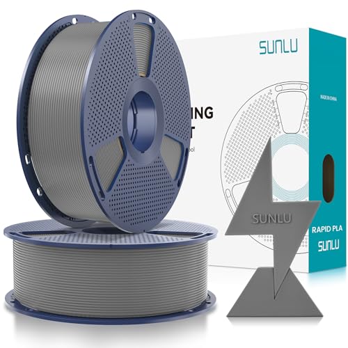 SUNLU Hohe Geschwindigkeit PLA Filament 1.75mm, 50-600mm/s Schnelles 3D Drucker PLA Filament, Entwickelt für schnelles 3D Drucken, Maßgenauigkeit +/- 0.02mm, 2KG Grau+Grau​​ von SUNLU