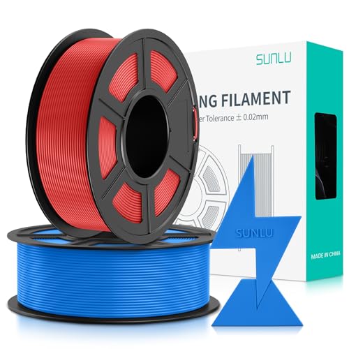 SUNLU PLA Filament Schnell Drucken 1.75mm, 3D Drucker PLA Filament mit Hoher Fließfähigkeit, Entwickelt für schnelles 3D Drucken, Rapid HS-PLA, Maßgenauigkeit +/- 0.02mm, 2KG Blau+rot von SUNLU