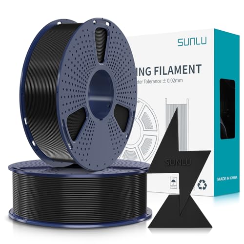 SUNLU PLA Filament Schnell Drucken 1.75mm, 3D Drucker PLA Filament mit Hoher Fließfähigkeit, Entwickelt für schnelles 3D Drucken, Rapid HS-PLA, Maßgenauigkeit +/- 0.02mm, 2KG Schwarz+schwarz von SUNLU