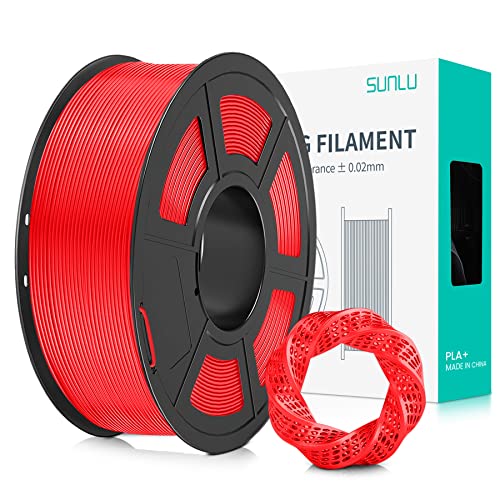 SUNLU PLA+ Filament 1.75mm, PLA Plus 3D Drucker Filament, Stärker belastbar, Neatly Wound, 1KG 3D Druck PLA+ Filament, Maßgenauigkeit +/- 0.02mm, Rot von SUNLU