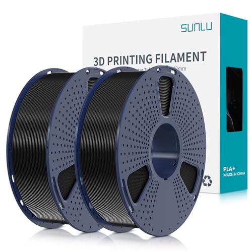 SUNLU PLA+ Filament 1.75mm 2KG, PLA Plus 3D Drucker Filament, Stärker belastbar, Neatly Wound,2 Spool 3D Druck PLA+ Filament, Maßgenauigkeit +/- 0.02mm, Schwarz+Schwarz von SUNLU