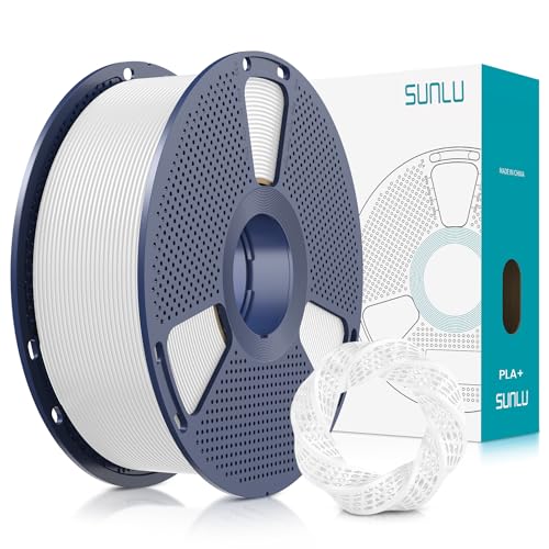 SUNLU PLA+ Filament 1.75mm, PLA Plus 3D Drucker Filament, Stärker belastbar, Neatly Wound, 1KG 3D Druck PLA+ Filament, Maßgenauigkeit +/- 0.02mm, Weiß von SUNLU