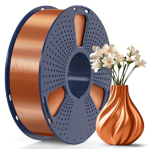 SUNLU PLA Plus Shiny Silk 3D Drucker Filament 1.75mm, Silk PLA+ 3D Druck Filament mit Seidenglattes Finish, Gute Farbwiedergabe, Maßgenauigkeit +/- 0,02mm, 1kg(2.2lb) Spule, PLA+ Silk Rot Kupfer von SUNLU