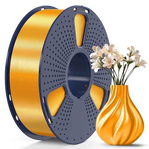 SUNLU PLA Plus Shiny Silk 3D Drucker Filament 1.75mm, Silk PLA+ 3D Druck Filament mit Seidenglattes Finish, Gute Farbwiedergabe, Maßgenauigkeit +/- 0,02mm, 1kg(2.2lb) Spule, PLA+ Silk Messing von SUNLU