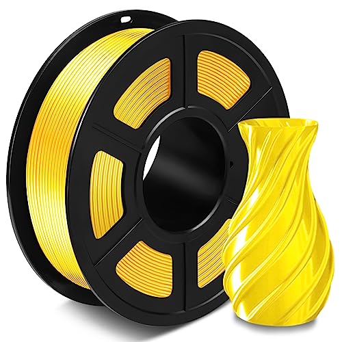 SUNLU Silk PLA+ Filament 1.75mm, Glänzendes 3D Drucker Filament, PLA Plus Filament mit Seidige Druckoberfläche, Maßgenauigkeit +/-0.02 mm, 1KG Seide Gelb von SUNLU