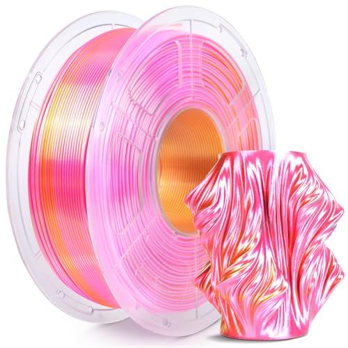 SUNLU Silk PLA Plus 3D Druckerfilament, zweifarbiges glänzendes PLA+ Filament 1.75mm, Seidentexturen, 360° Drehung enthüllt vielfältige Farben, Maßgenauigkeit +/- 0.02mm, 1kg Spule (2.2lbs), Roségold von SUNLU