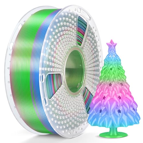 SUNLU Silk Rainbow PLA PLUS Filament, Schneller Farbwechsel alle 8 Meter, Mehrfarbiges Silk PLA+ 3D Druckerfilament, Gesamtlänge 330 Meter, 1KG Spule, Silk Rainbow Filament(Cyan-Magenta-Blau) von SUNLU