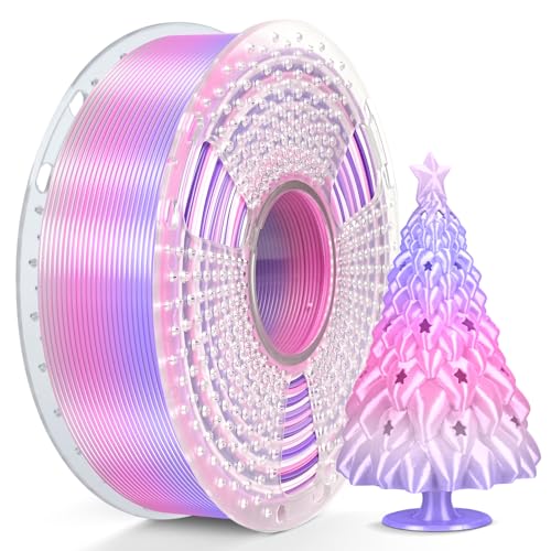 SUNLU Silk Rainbow PLA PLUS Filament, Schneller Farbwechsel alle 8 Meter, Mehrfarbiges Silk PLA+ 3D Druckerfilament, Gesamtlänge 330 Meter, 1KG Spule, Silk Rainbow Filament(Flieder-Violett) von SUNLU